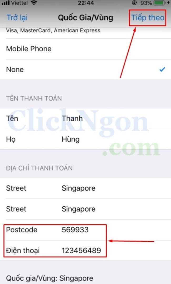 cách đổi mã vùng iphone sang singapore