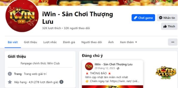 Trang cộng đồng của iWin Club