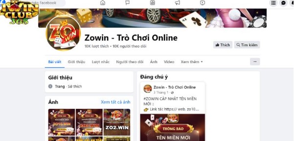 Trang cộng đồng của Zowin